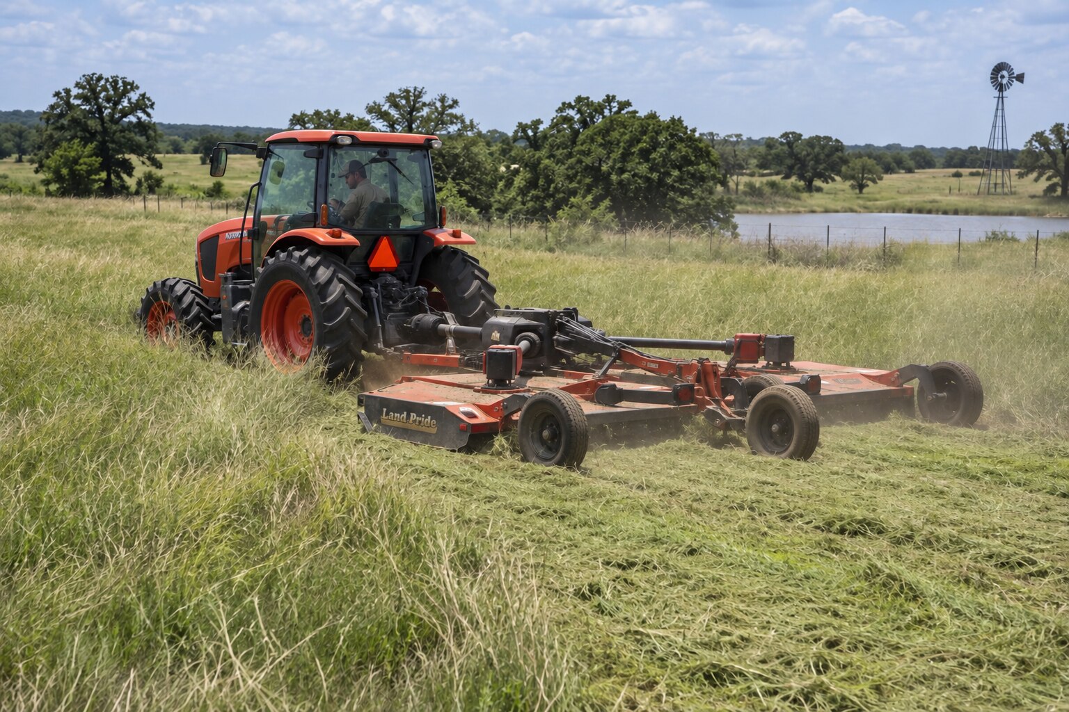 Tractor mowing