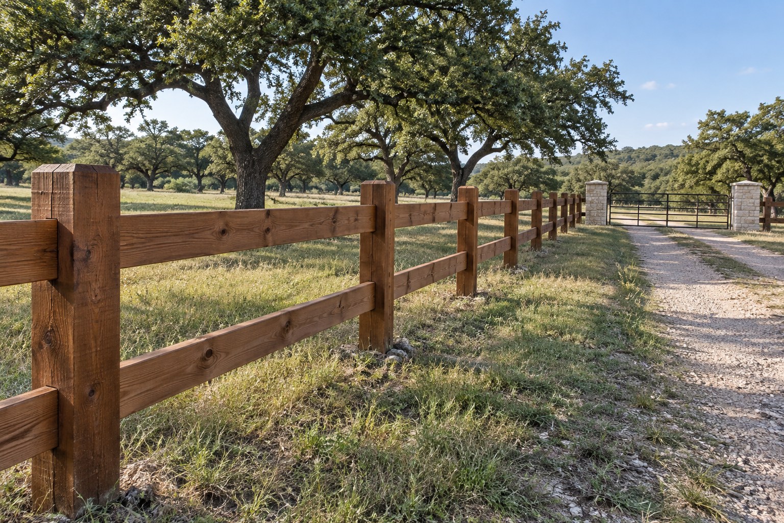 Wood double-rail fences